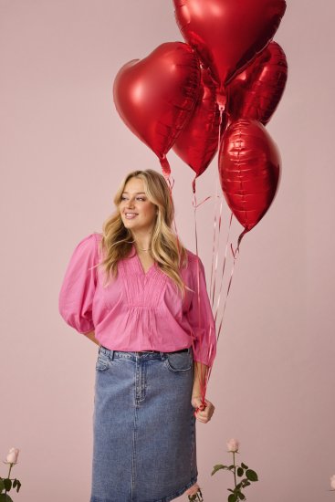 Kaffe Curve Karlia 3/4 Sleeve Blouse Pink - Bluze & tunici - 