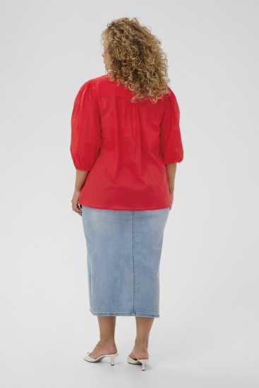 Kaffe Curve Karlia 3/4 Sleeve Blouse Red - Bluze - 