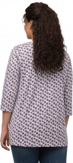 Ulla Popken Polka Dot 3/4 Sleeve Square Neck A-Line Tee Light Blue-Grey - Tricouri imprimate pentru femei - 
