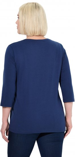Ulla Popken Decorative Plant 3/4 Sleeve T-Shirt Ink Blue - Tricouri imprimate pentru femei - 
