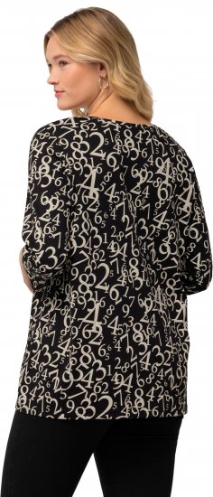 Ulla Popken Number Print 3/4 Sleeve Tee Black - Tricouri imprimate pentru femei - 