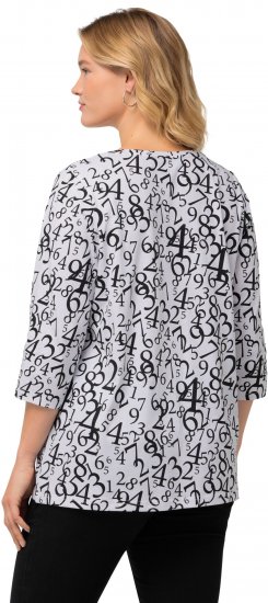 Ulla Popken Number Print 3/4 Sleeve Tee Snow White - Tricouri imprimate pentru femei - 