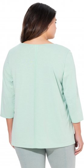 Ulla Popken Metallic Lettering 3/4 Sleeve Tee Mint Green - Tricouri imprimate pentru femei - 