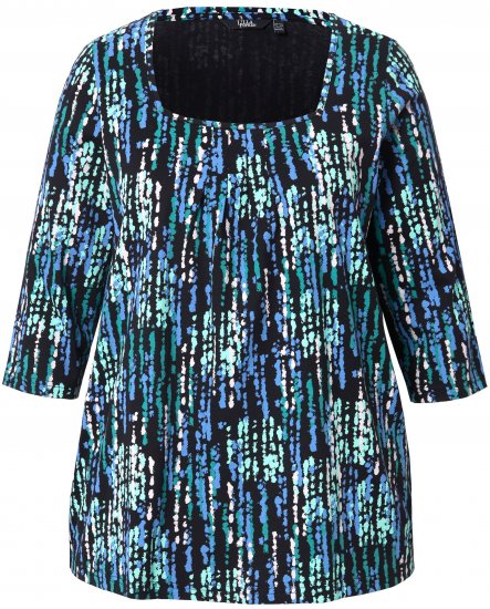 Ulla Popken Graphic Print Square Neck Tee Black - Tricouri imprimate pentru femei - 