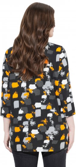 Ulla Popken Graphic Print 3/4 Sleeve Tee Black - Tricouri imprimate pentru femei - 