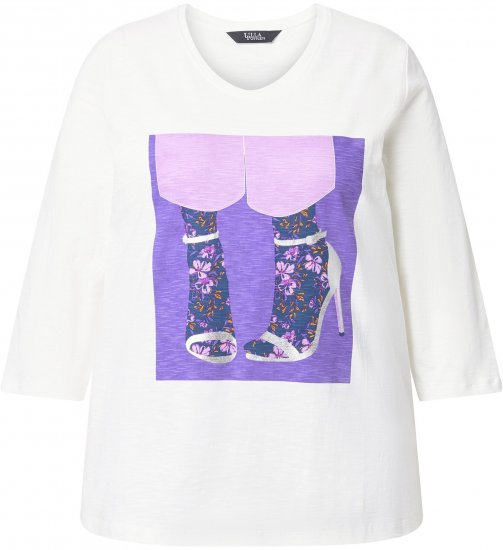 Ulla Popken Fashion Graphic T-Shirt Off-White - Tricouri imprimate pentru femei - 