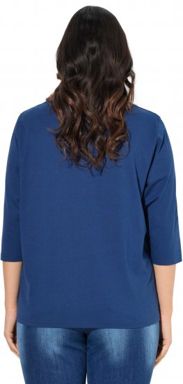 Ulla Popken Inspirational Graphic Lettering 3/4 Sleeve Tee Dark Blue - Tricouri imprimate pentru femei - 