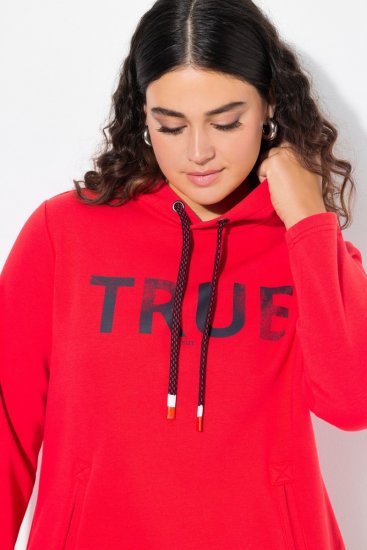 Ulla Popken TRUE Lettering Hoodie Neon Red - Pulovere & hanorace - Bluze, Hanorace & Tricotaje Comode