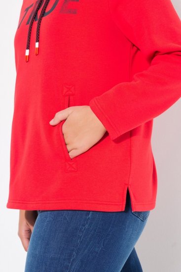 Ulla Popken TRUE Lettering Hoodie Neon Red - Pulovere & hanorace - Bluze, Hanorace & Tricotaje Comode