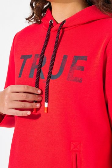 Ulla Popken TRUE Lettering Hoodie Neon Red - Pulovere & hanorace - Bluze, Hanorace & Tricotaje Comode