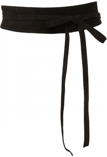 Ulla Popken Leather Tie Belt Black - Curele damă - 