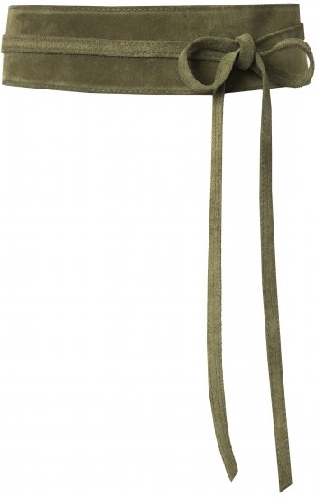 Ulla Popken Leather Tie Belt Olive Gray - Curele damă - 