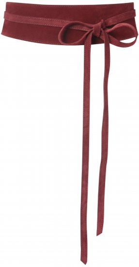 Ulla Popken Leather Tie Belt Dark Red - Curele damă -