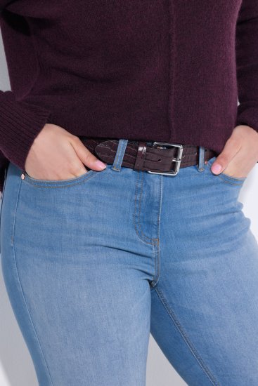 Ulla Popken Snake Embossed Belt Burgundy - Curele damă - 