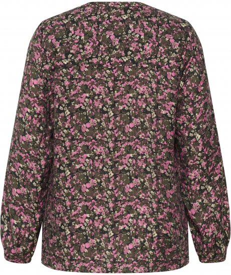 Kaffe Curve Belle Blouse Pink Black Graphic Flower - Bluze - 
