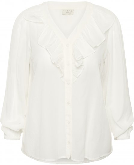 Kaffe Curve Lana Frill Blouse White - Bluze - 