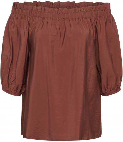 Kaffe Curve Neela Off-Shoulder Blouse Henna Brown - Bluze & tunici - 