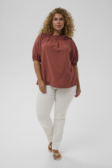 Kaffe Curve Neela Off-Shoulder Blouse Henna Brown - Bluze & tunici - 