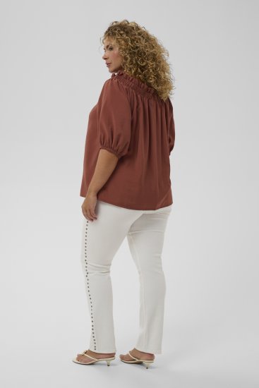 Kaffe Curve Neela Off-Shoulder Blouse Henna Brown - Bluze & tunici - 