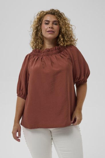 Kaffe Curve Neela Off-Shoulder Blouse Henna Brown - Bluze & tunici - 