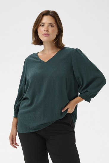 Kaffe Curve Pippi Blouse 3/4 Sleeve Magical Forest Green - Bluze & tunici - 