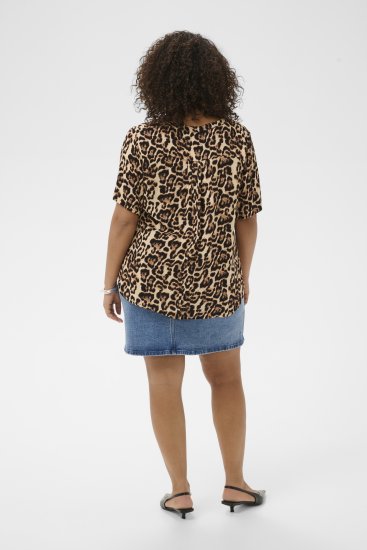 Kaffe Curve Ami Short Sleeve Blouse Printed Leopard - Bluze & tunici - 