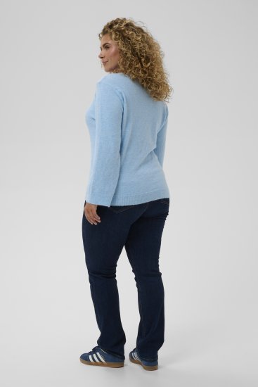 Kaffe Curve Jilanda V-Neck Pullover Blue - Pulovere & haine tricotate - 
