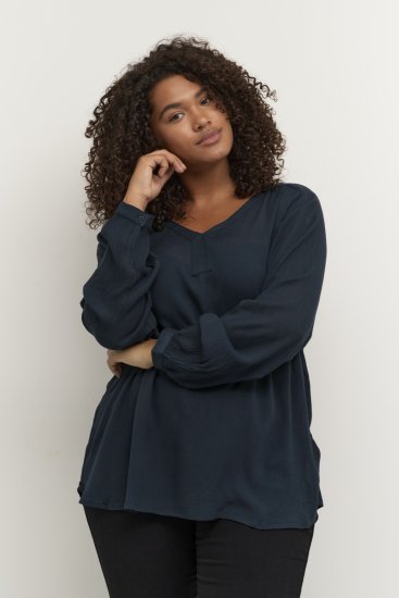 Kaffe Curve Ami Mânecă lungă Bluză Bleumarin miezul nopții - Tricouri - 