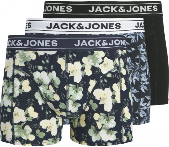Jack & Jones Acray Flower Boxers 3-Pack Black/Navy - Lenjerie intimă & costum baie - Lenjerie Intimă Bărbați Mărimi Mari