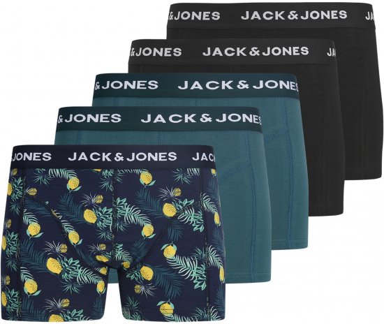 Jack & Jones Jake Lemon 5-Pack Trunks Black/Blue - Boxeri - Boxeri Bărbați Mărimi Mari