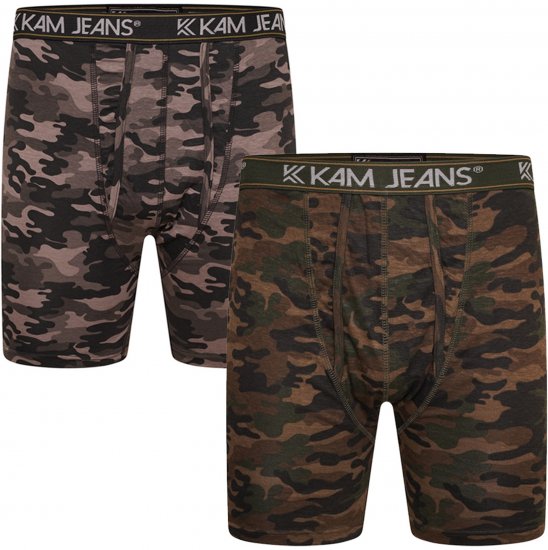 Kam Jeans 813 Camo Print Boxers Charcoal Khaki - Boxeri - Boxeri Bărbați Mărimi Mari
