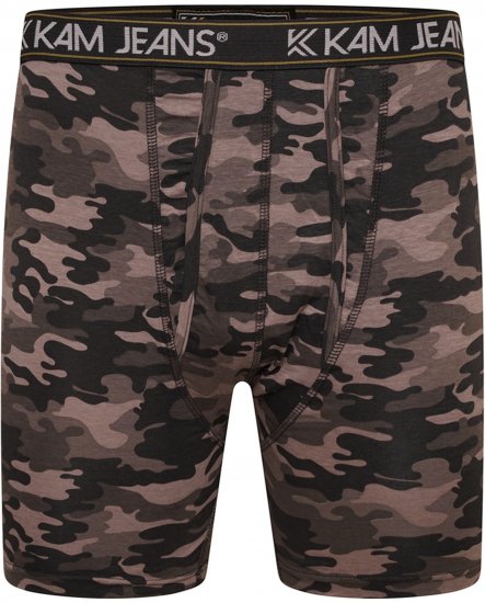 Kam Jeans 813 Camo Print Boxers Charcoal Khaki - Boxeri - Boxeri Bărbați Mărimi Mari