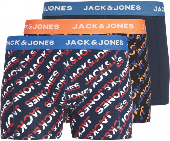 Jack & Jones Logo Trunks 3-Pack Navy Blazer - Lenjerie intimă & costum baie - Lenjerie Intimă Bărbați Mărimi Mari