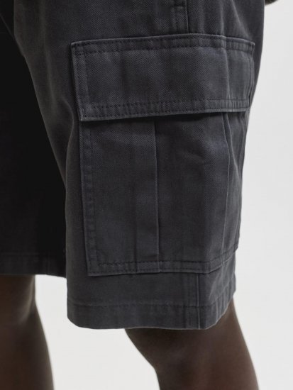 Jack & Jones Cole Hudson Belted Cargo Shorts Black - Pantaloni scurți - Pantaloni Scurți Mărimi mari Bărbați 