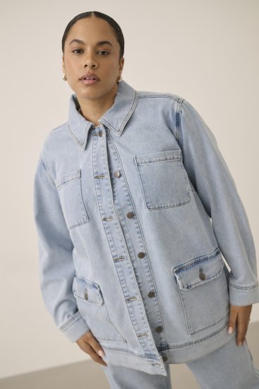 Kaffe Curve Ninna Casual Jacket Light Blue Washed - Geci - 