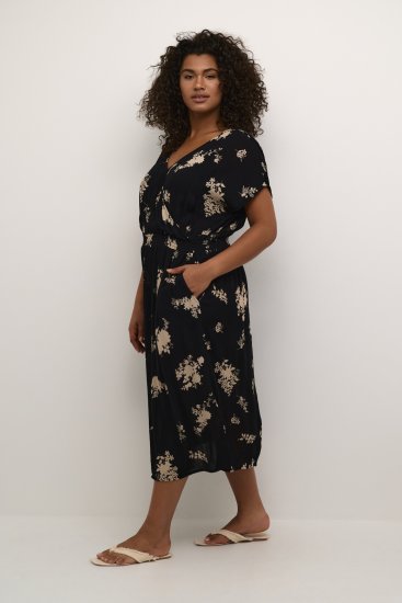 Kaffe Curve Jenna Rochie Negru/Brown Flower imprimeu - Rochii - 