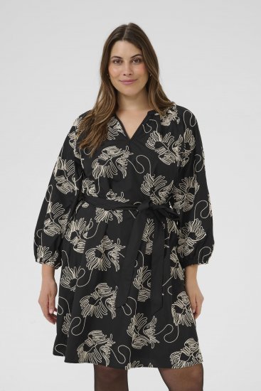 Kaffe Curve Kimmie Dress Black Chalk Embroidery - Rochii midi - 