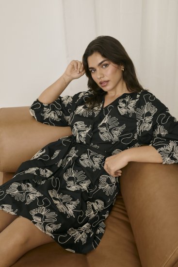 Kaffe Curve Kimmie Dress Black Chalk Embroidery - Rochii midi - 