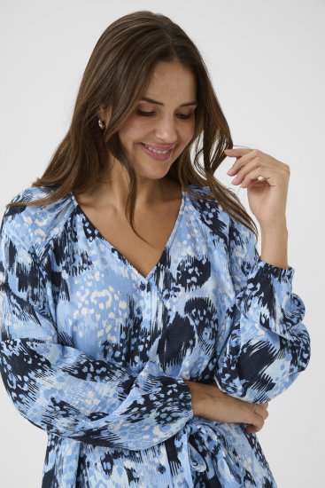 Kaffe Curve Aliana Dress Blue Flower Animal - Rochii midi - 
