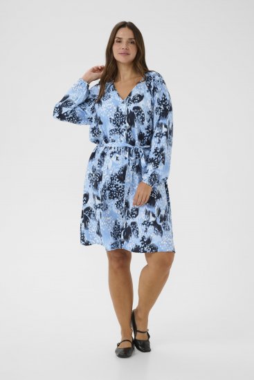Kaffe Curve Aliana Dress Blue Flower Animal - Rochii midi - 
