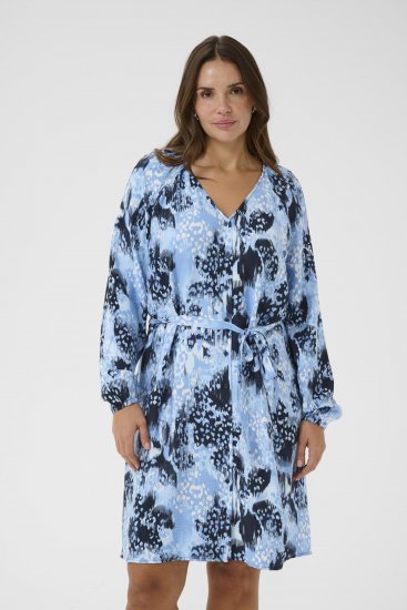 Kaffe Curve Aliana Dress Blue Flower Animal - Rochii midi - 