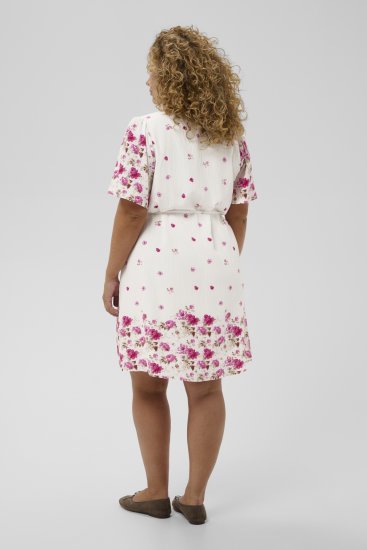 Kaffe Curve Rosa Mini Dress White Rose Border Flower - Rochii mini - 