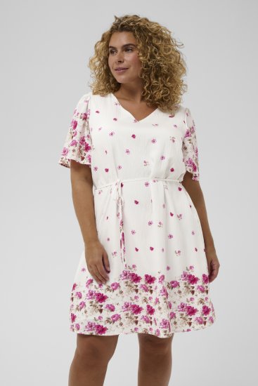 Kaffe Curve Rosa Mini Dress White Rose Border Flower - Rochii mini - 