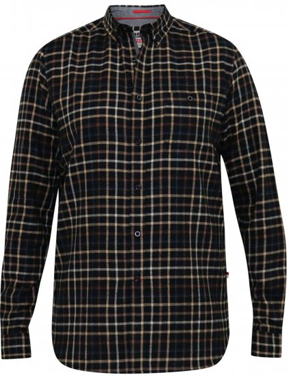 D555 Destin Checked Long Sleeve Shirt Black/Tan Check - Cămăși cu mâneci lungi - 