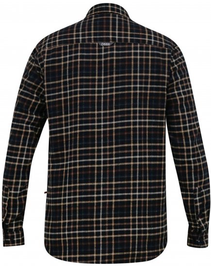 D555 Destin Checked Long Sleeve Shirt Black/Tan Check - Cămăși cu mâneci lungi - 