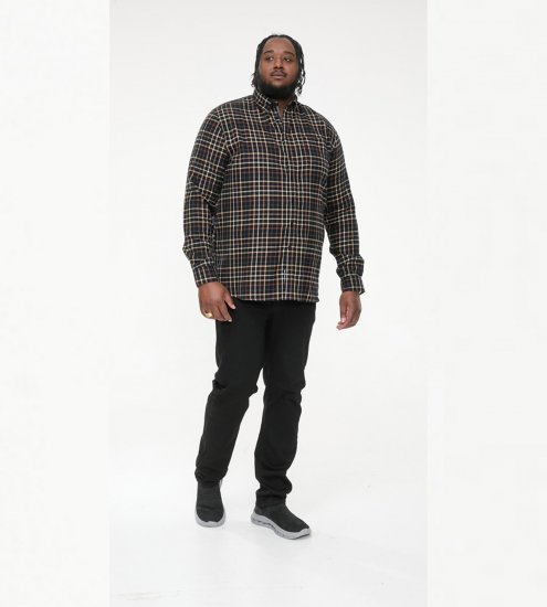 D555 Destin Checked Long Sleeve Shirt Black/Tan Check - Cămăși cu mâneci lungi - 