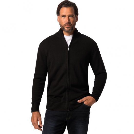 JP1880 Cardigan Knitted with Zipper Black TALL - ÎMBRĂCĂMINTE BĂRBAȚI MT-6XLT - Tall dimensiuni bărbați