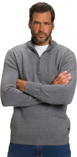 JP1880 Sweater Quarter Zipper Grey - Pulovere & hanorace - Pulovere & Hanorace Bărbați Mărimi Mari