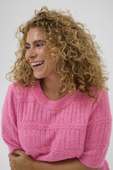 Kaffe Curve Minia Pullover Pink Power Melange - Pulovere tricotate - 