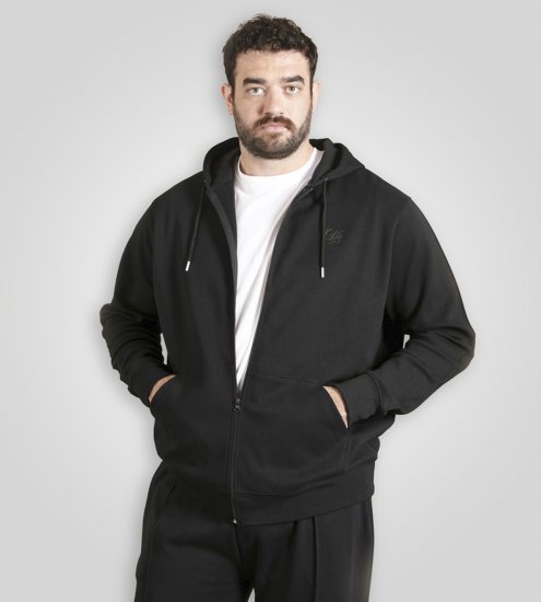 Duke Kenilworth Pin Tuck Sleeves Zip Through Hoodie Dark Navy TALL - TALL pulovere - 
